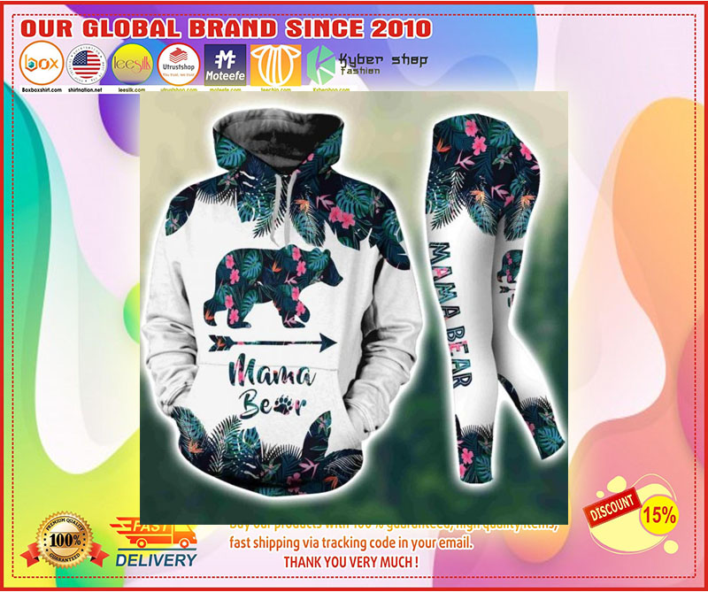 Mama bear tropical leaves 3D hoodie and legging 3