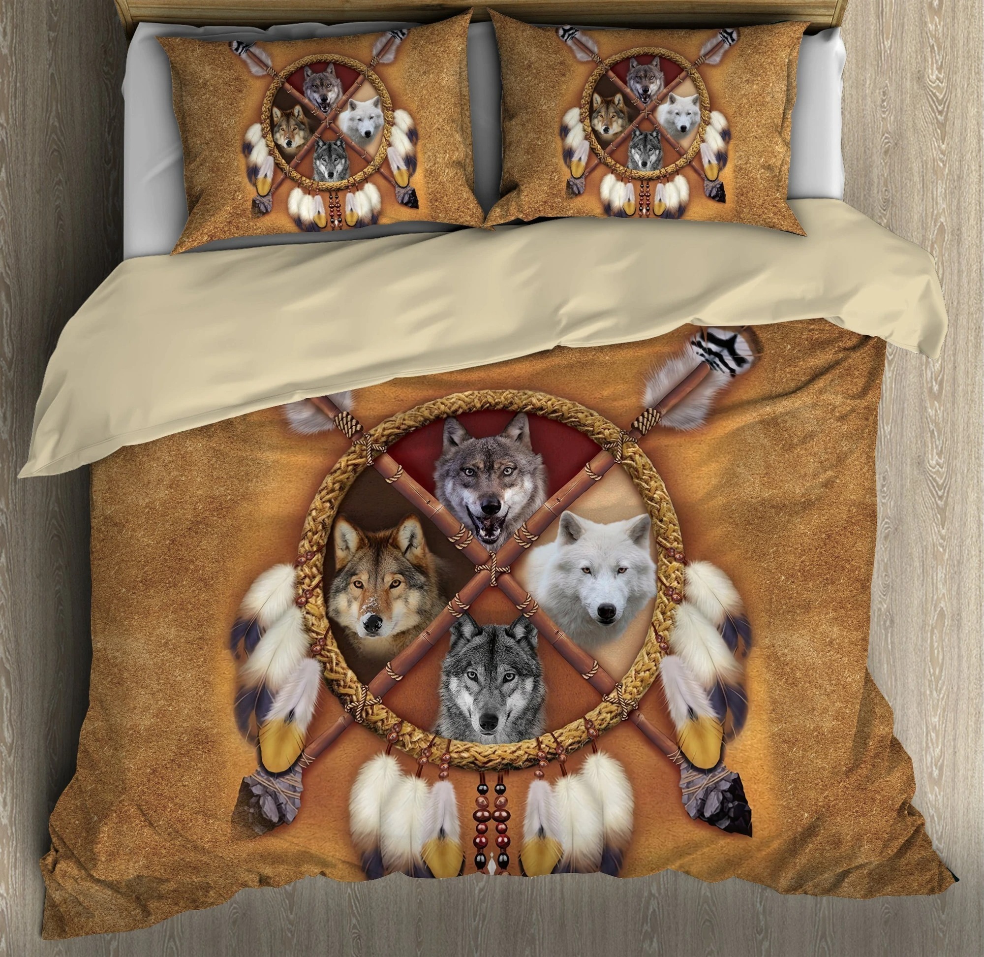 Native american wolf bedding set 4