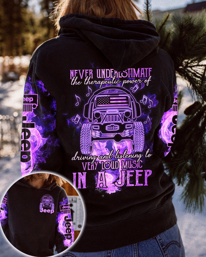 Never underestimate very loud music in a jeep 3D hoodie 4