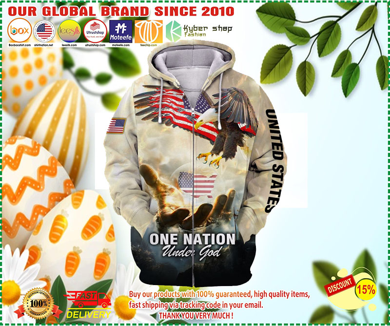 One nation eagle under god 3D over print hoodie 4