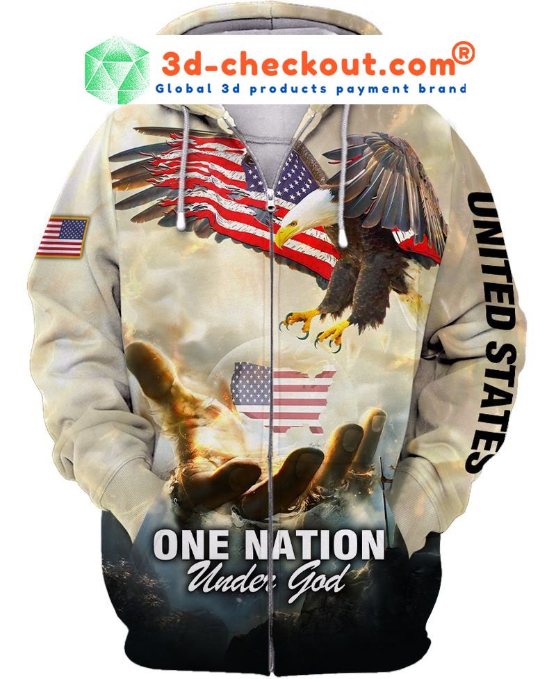 One nation eagle under god 3D over print hoodie