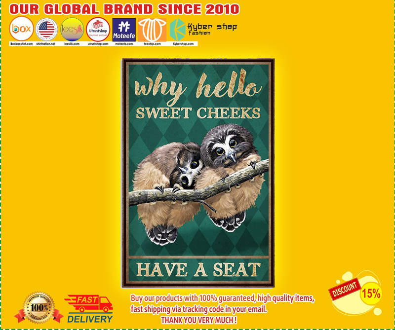 Owl why hello sweet cheecks have a seat poster 1