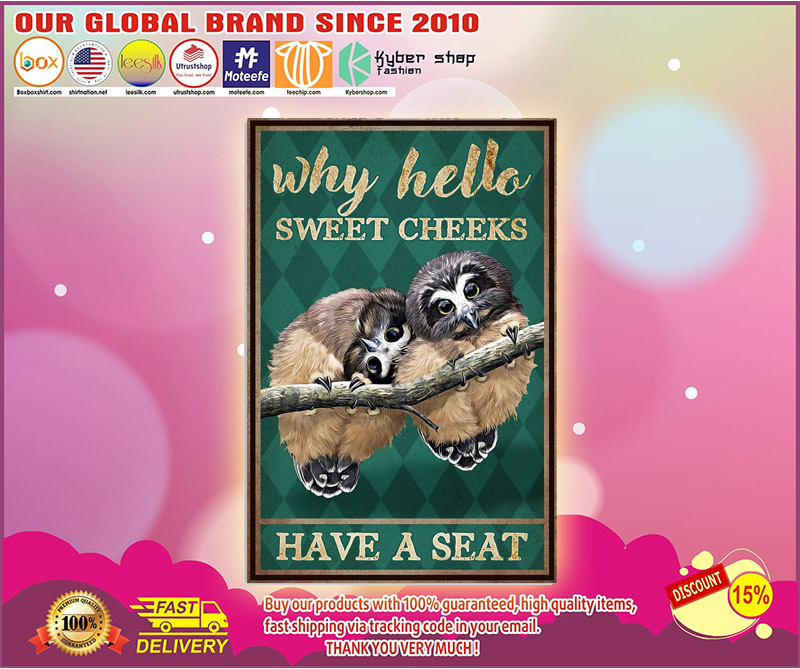 Owl why hello sweet cheecks have a seat poster 2
