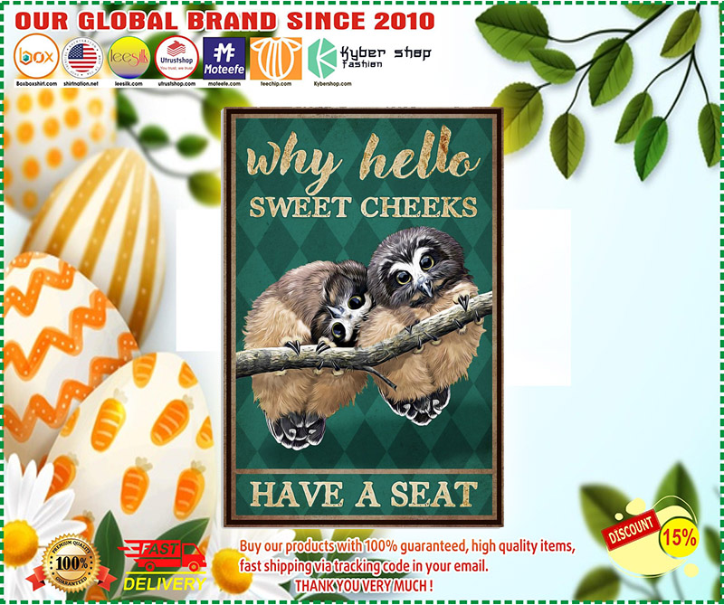 Owl why hello sweet cheecks have a seat poster 3