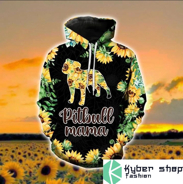 Pitbull mama sunflower 3d hoodie and legging 1 3
