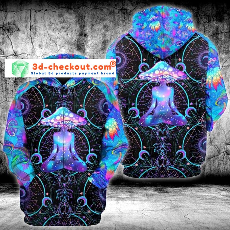 Psychedelic yoga magic mushroom 3D hoodie