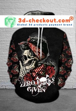 Skull and Rose zero fucks given 3D hoodie and legging 1