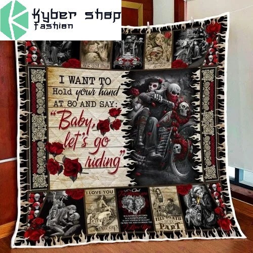 Skull biker I want to hold your hand blanket