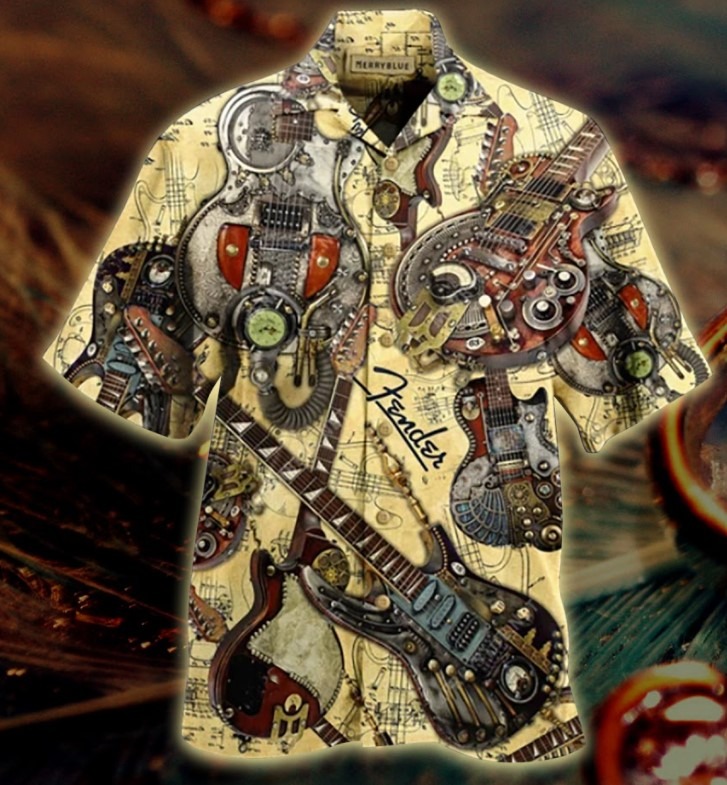 Steampunk guiltar hawaiian shirt