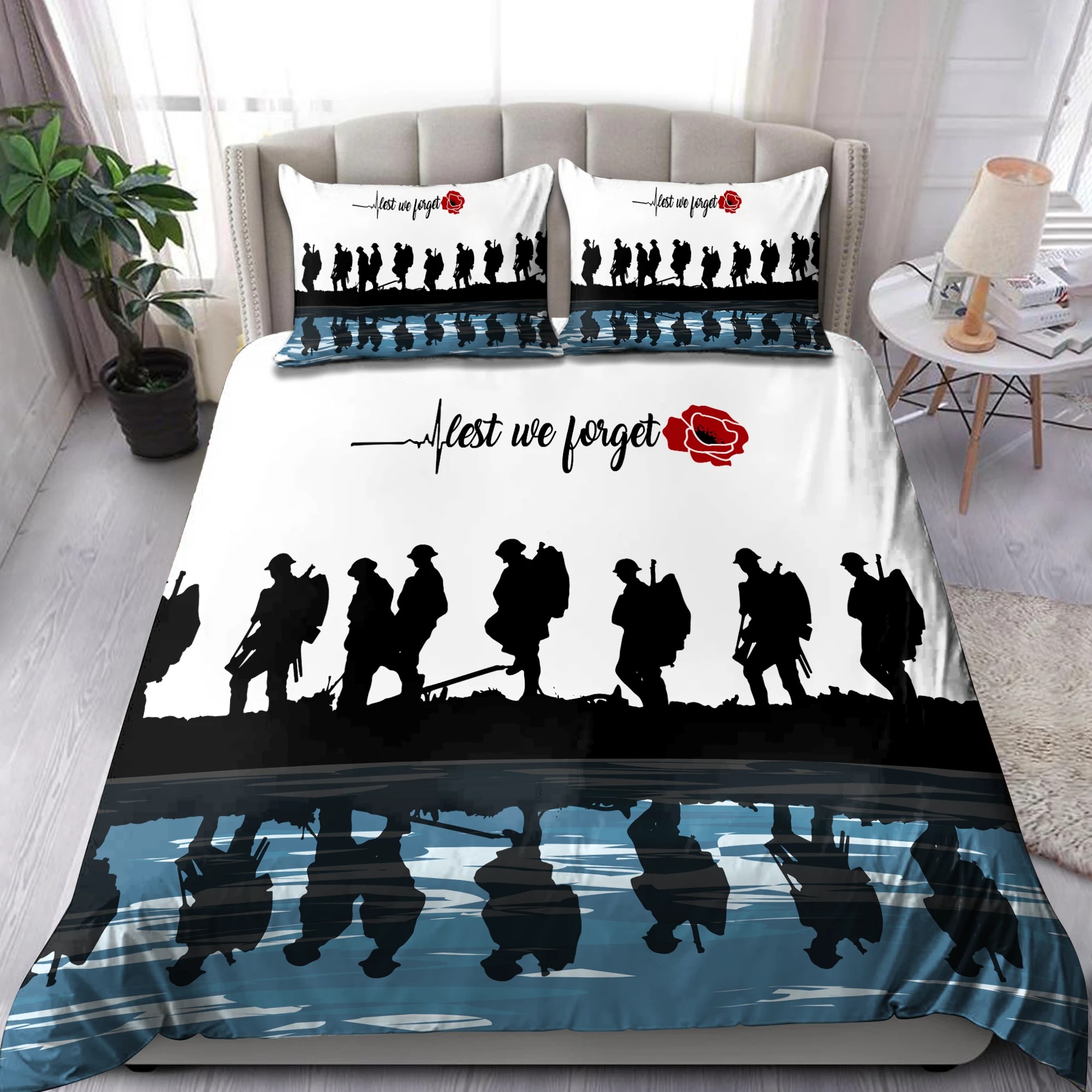 UK Veteran Let we forget honor the fallen bedding set