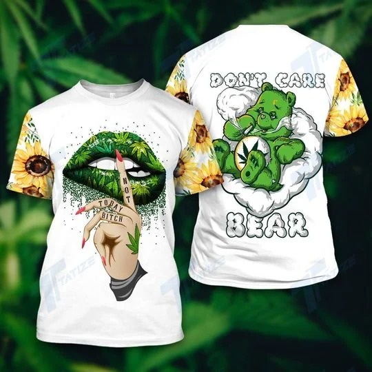 Weed dont care bear 3D hoodie 3