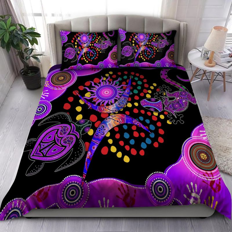 Aboriginal purple turtle lizard bedding set 5