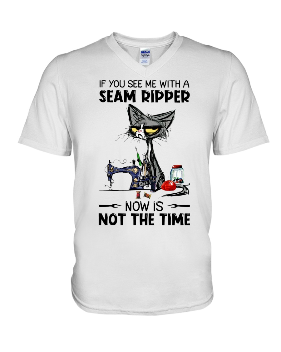 Cat If You See Me With A Seam Ripper Now Is Not The Time Shirt4