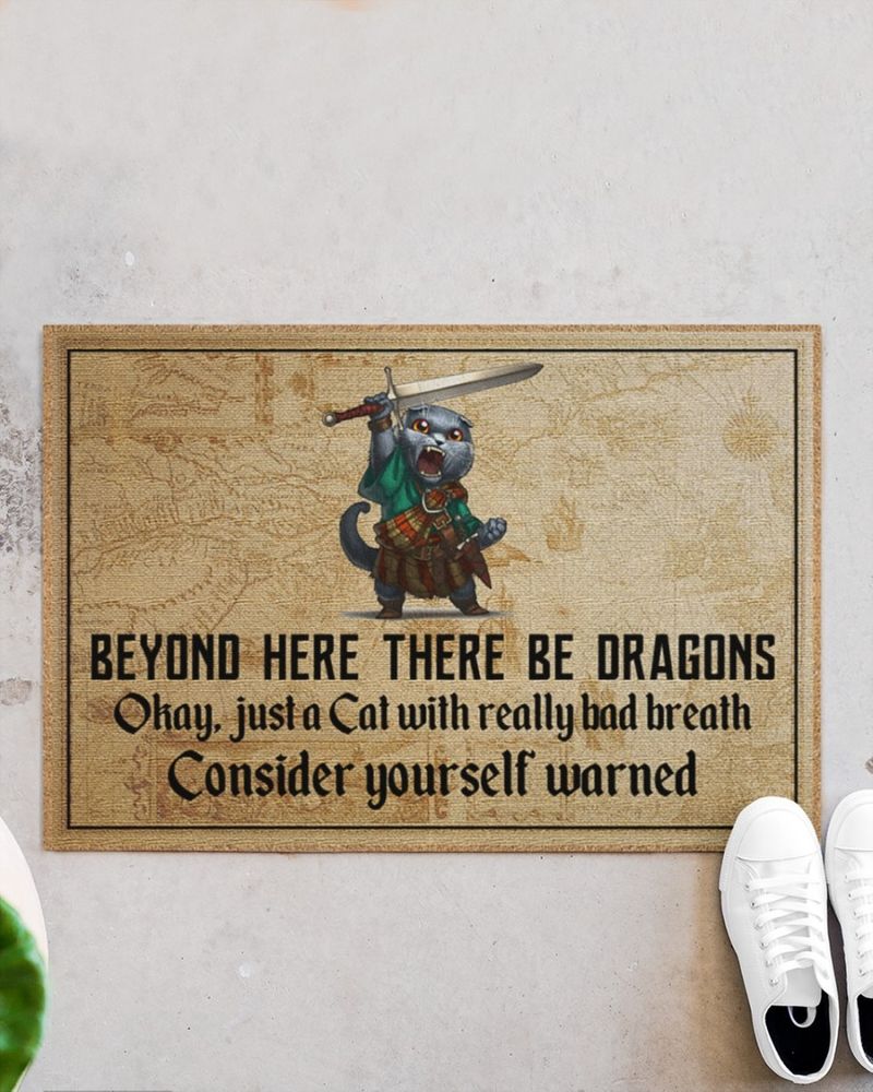 Cat beyond here there be dragons doormat 4