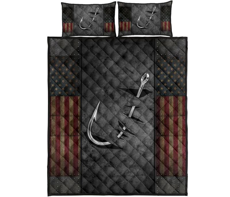 Crack Fishing American flag bedding set and pillow cover 4