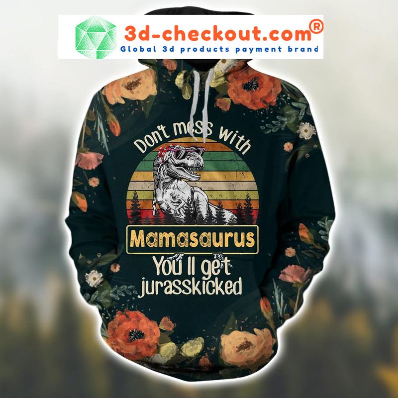 Dont mess with mamasaurus vintage 3D hoodie and legging 4