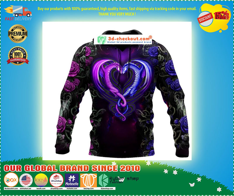 Dragon couples 3D Over print hoodie 4