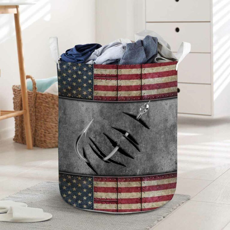 Fishing American flag basket laundry