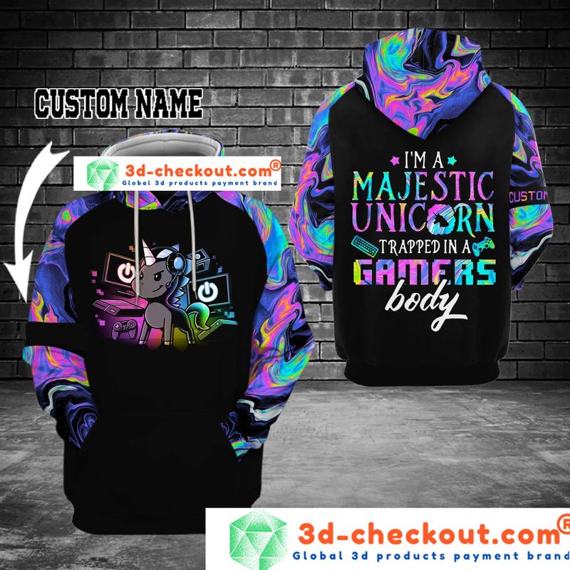 Gamer Im a majestic unicorn custom name 3D hoodie