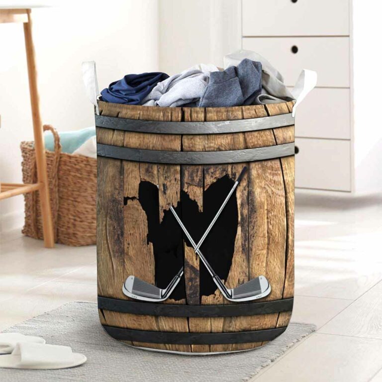 Golf faux wood print basket laundry