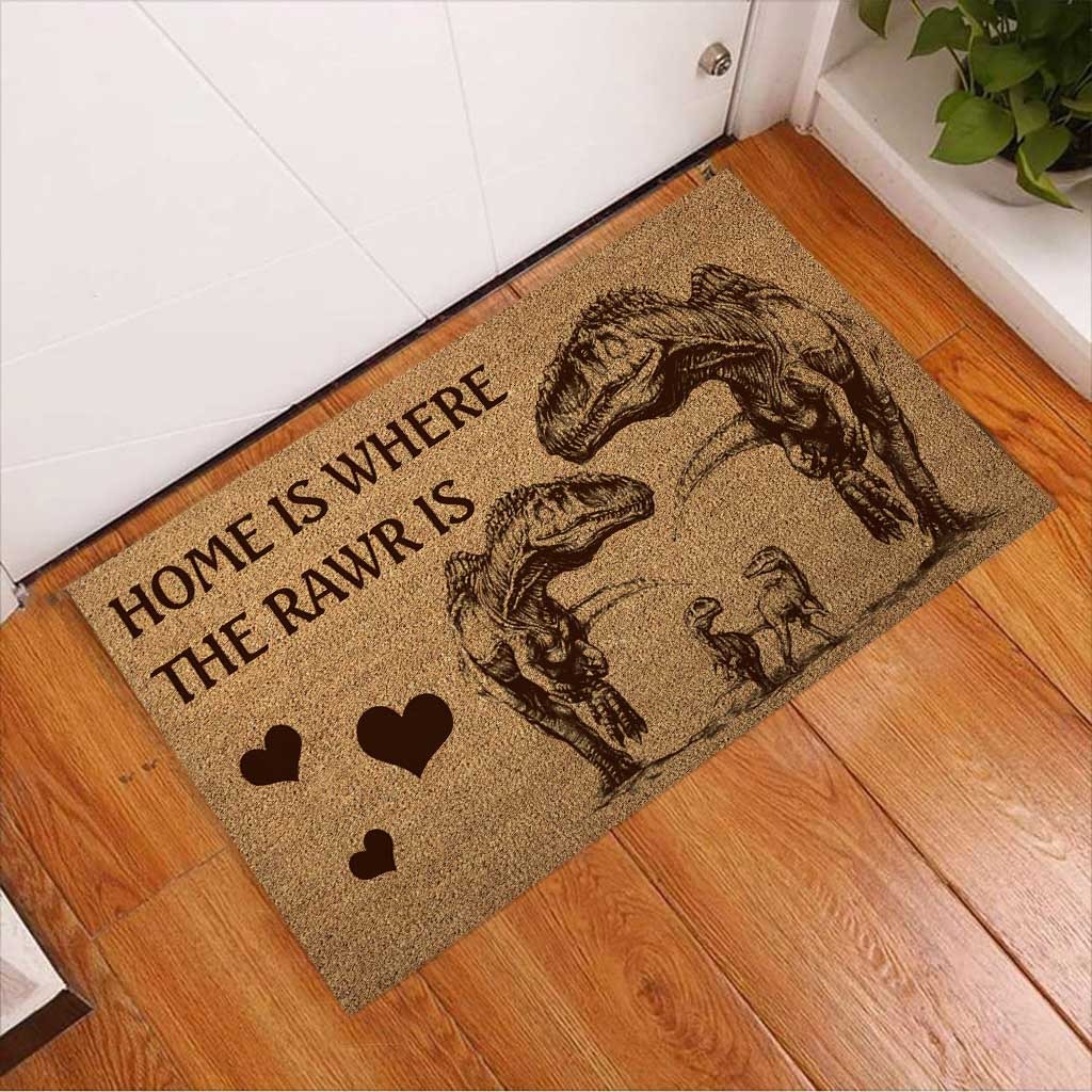 Home is where the rawr is dinosaur doormat3