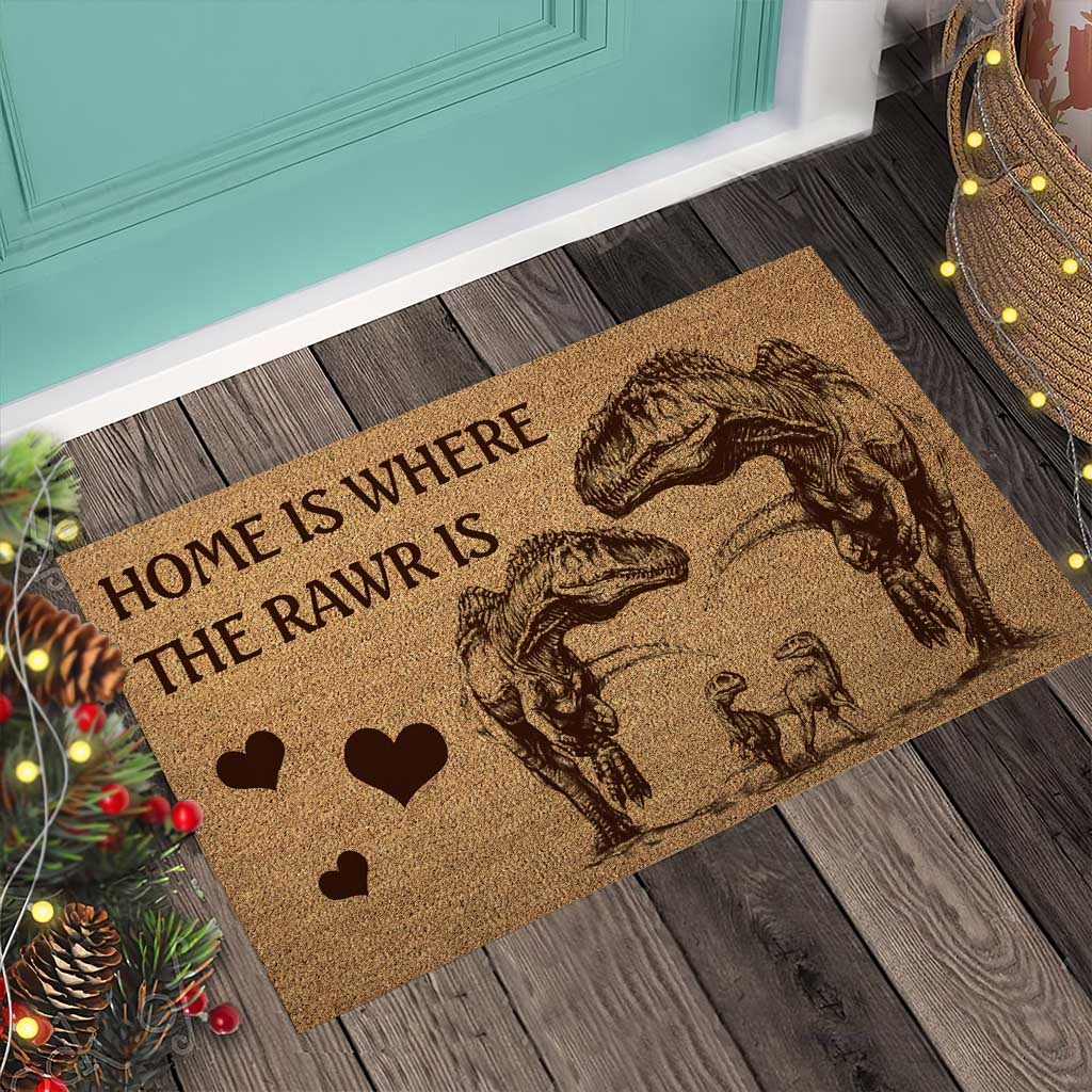Home is where the rawr is dinosaur doormat4