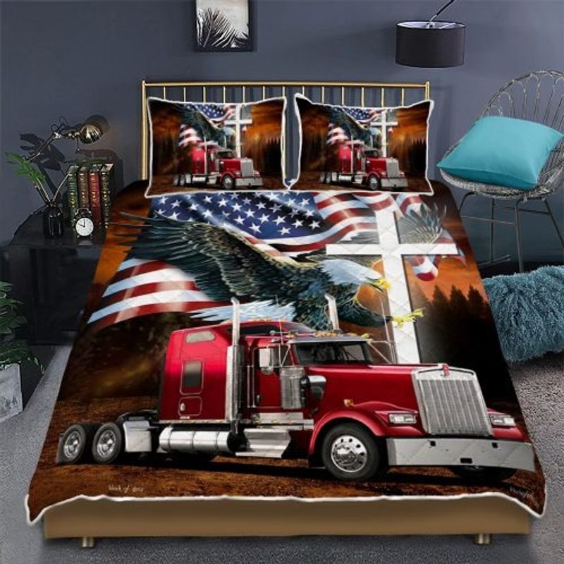 Jesus American eagle trucker quilt bedding set