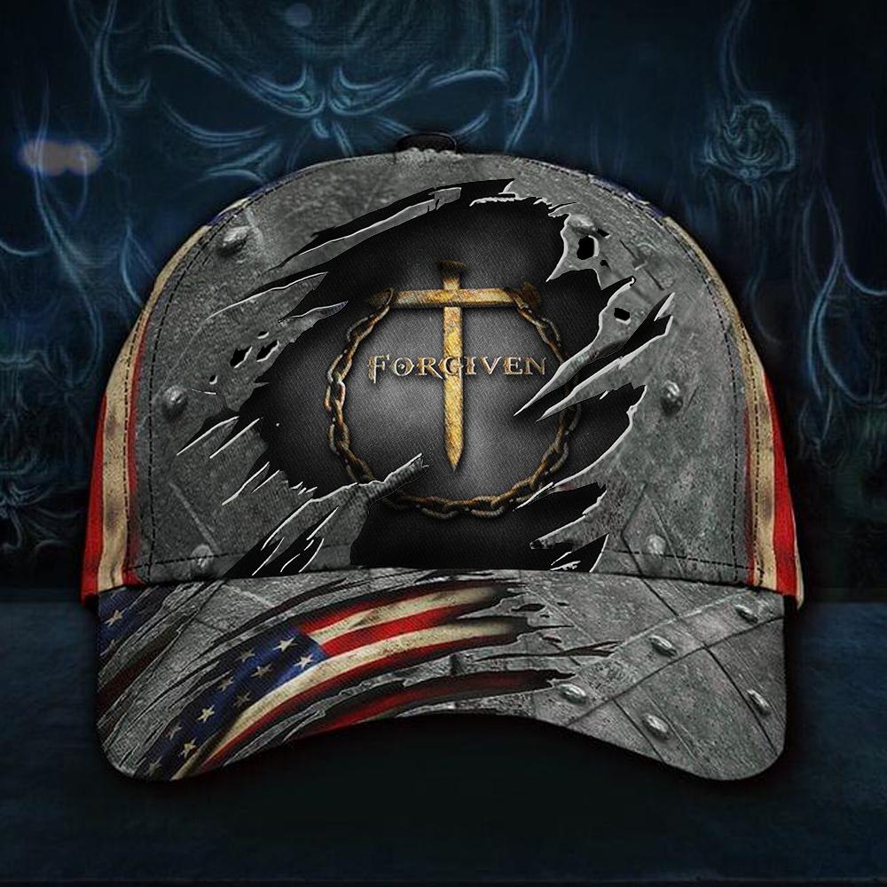 Jesus forgiven American flag classic cap