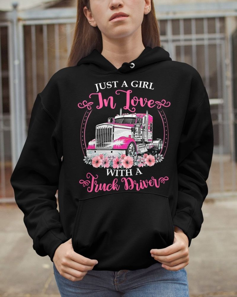 Just a girl in love with a truck driver shirt 4