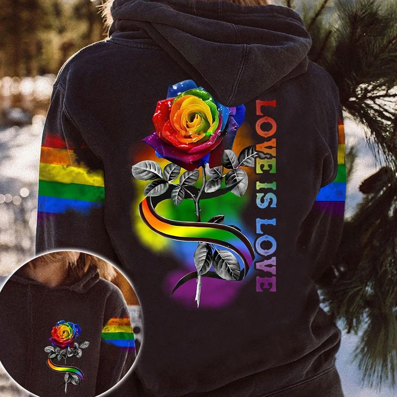 LGBT rose love is love 3D hoodie 4