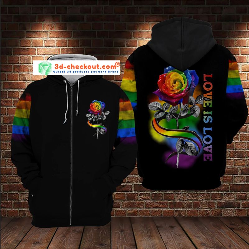 LGBT rose love is love 3D hoodie