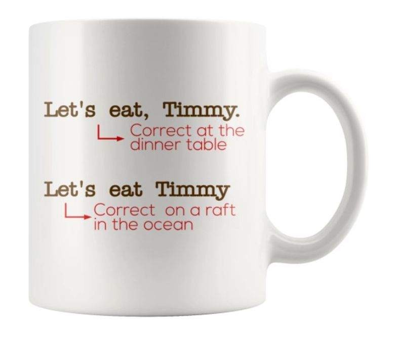 Lets eat timmy correct at the dinner table mug