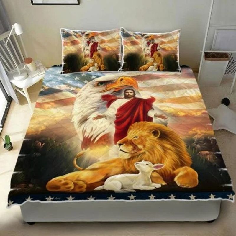 Lion and lamb eagle Jesus bedding set 2 1