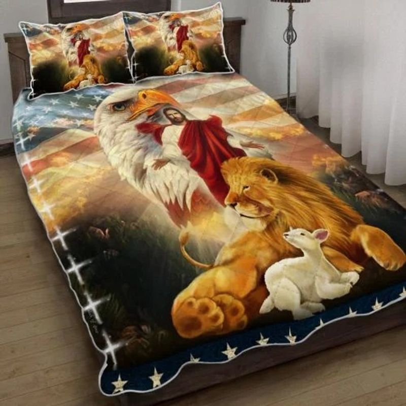 Lion and the lamb Jesus eagle bedding set