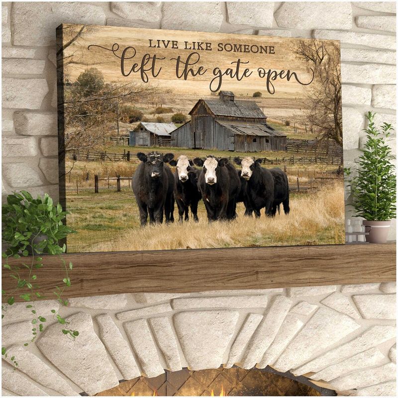 Live like someone left the gate open cow wall art 4
