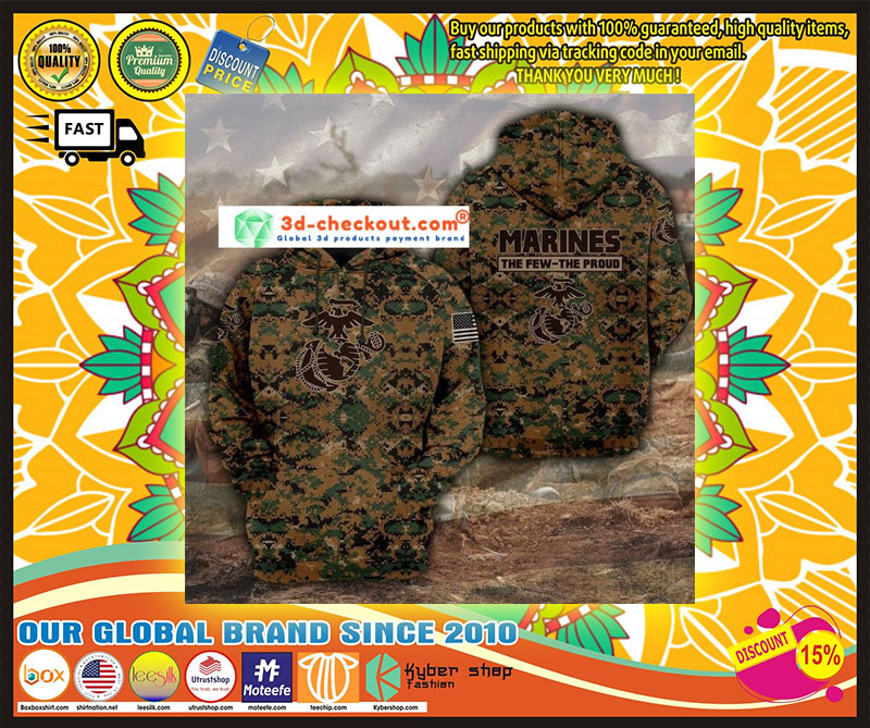 Marines camo forest the few the proud 3D hoodie 4
