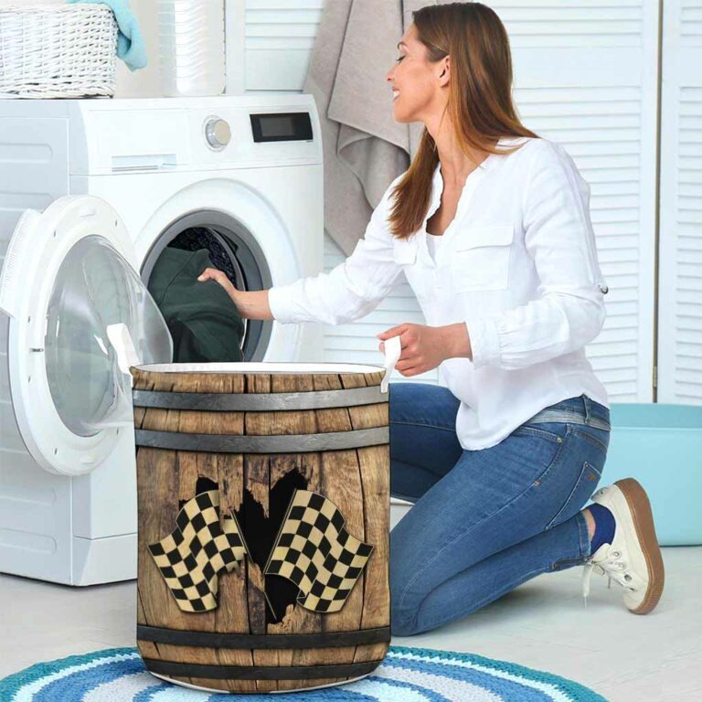 Racing faux wood print basket laundry 3