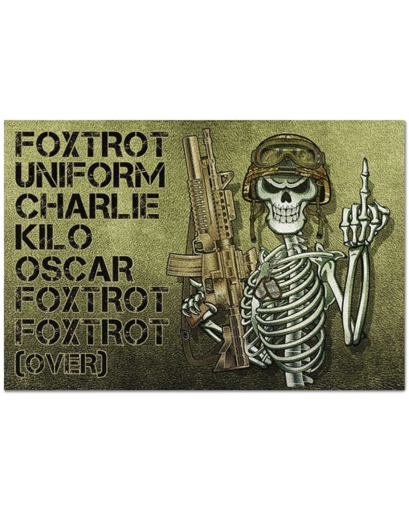 Skeleton Foxtrot uniform charlie kilo oscar doormat