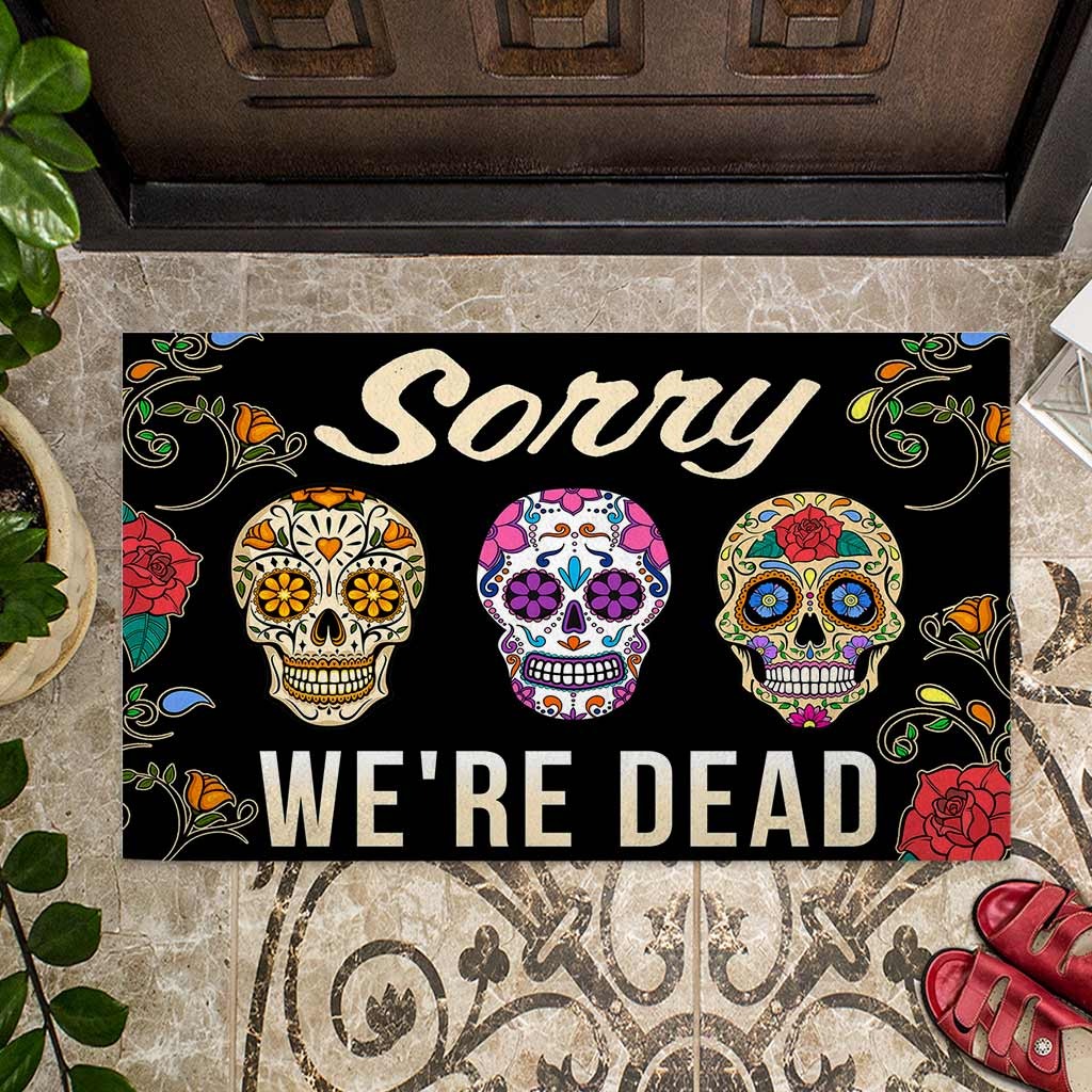 Skull coloful sorry were dead doormat4