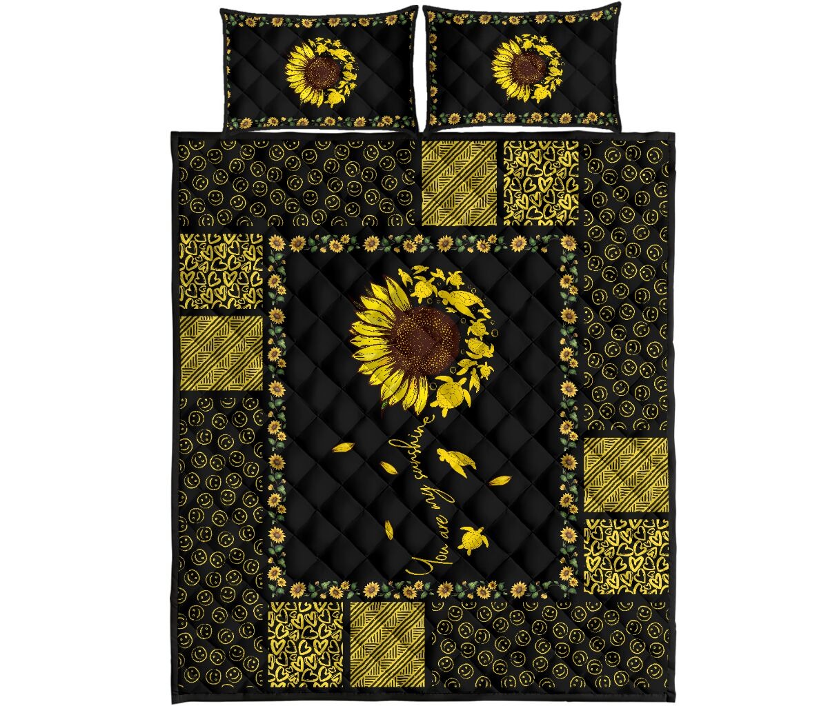 Sunflower sunshine turtle quilt bedding set 4