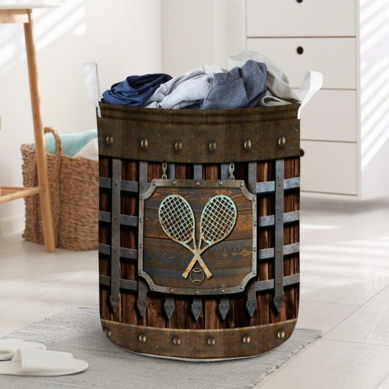Tennis faux metal print basket laundry