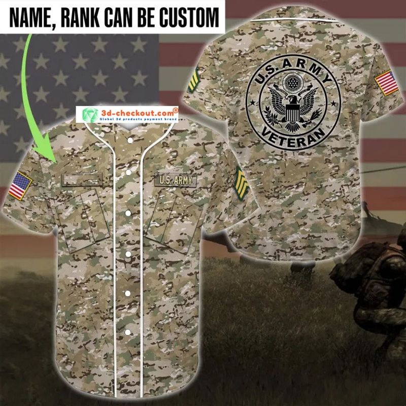 US army veteran custom name Baseball Jersey
