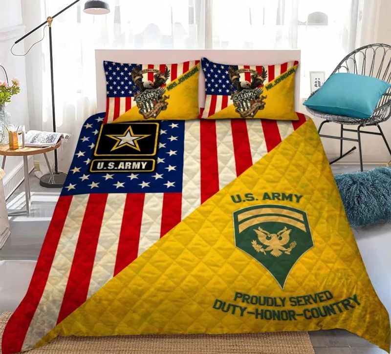 Us army proudly served duty honor country bedding set