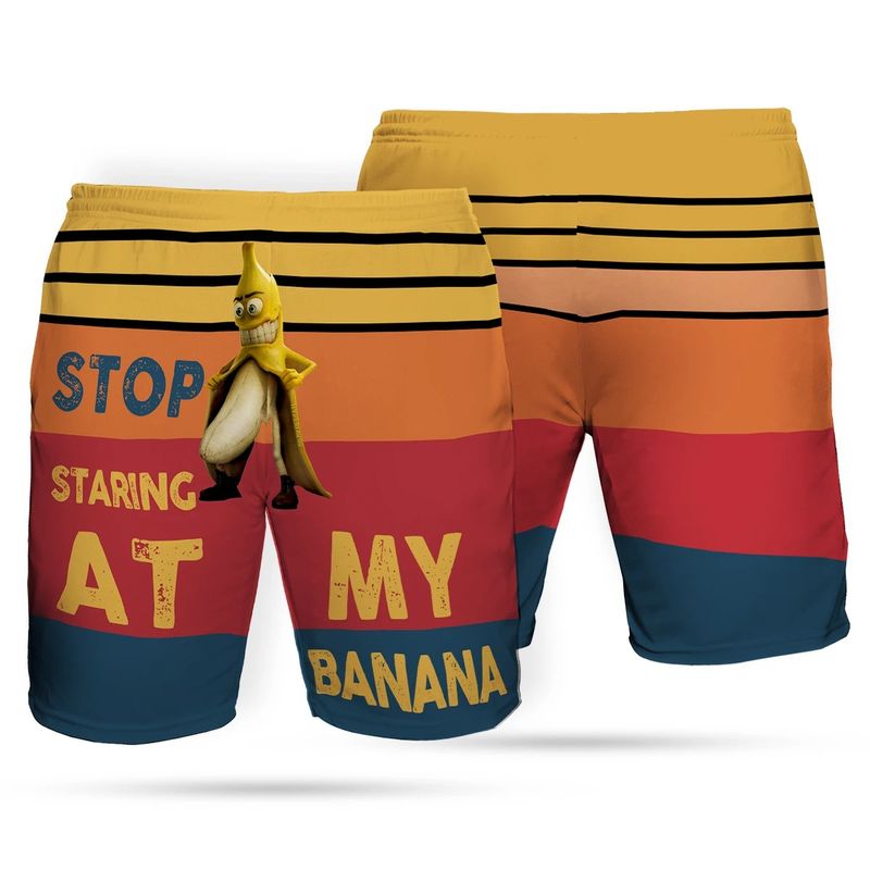 Banana stop staring at my banana Beach hawaiian short4