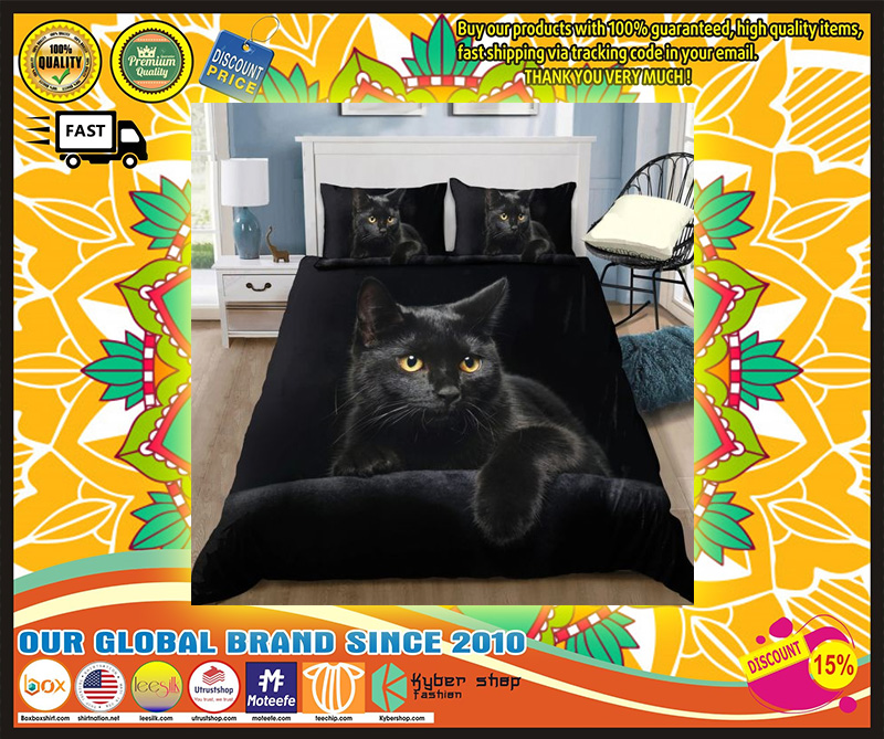 Black cat on the night bedding set4