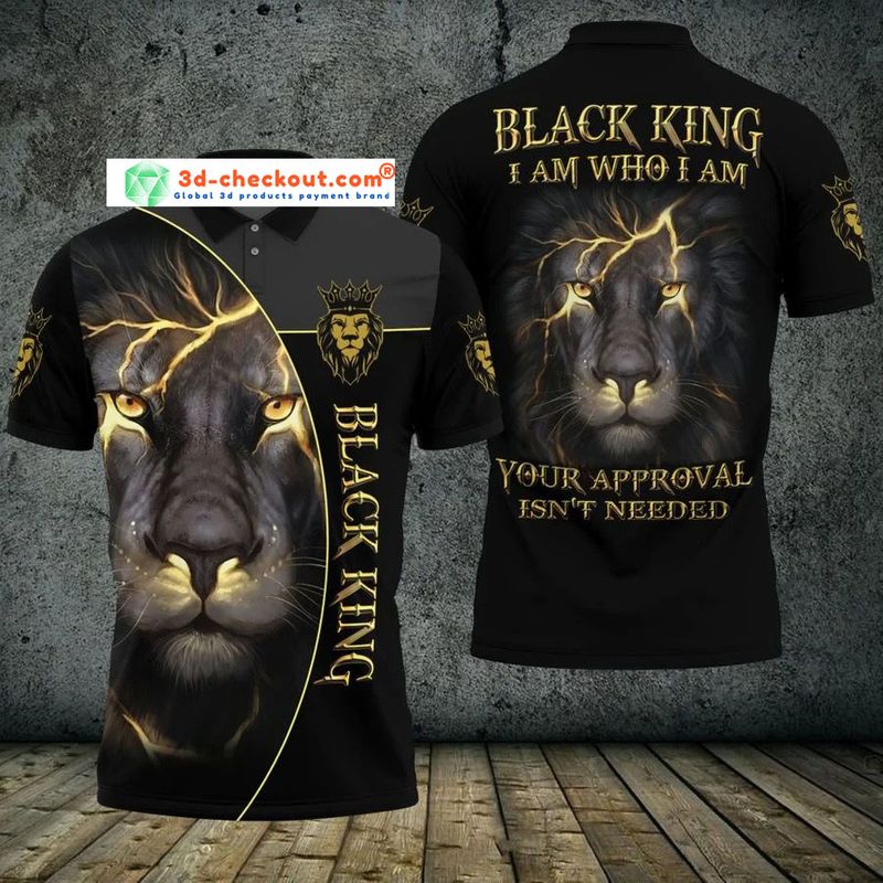 Black lion king I am who I am your approval isnt needed polo shirt 1