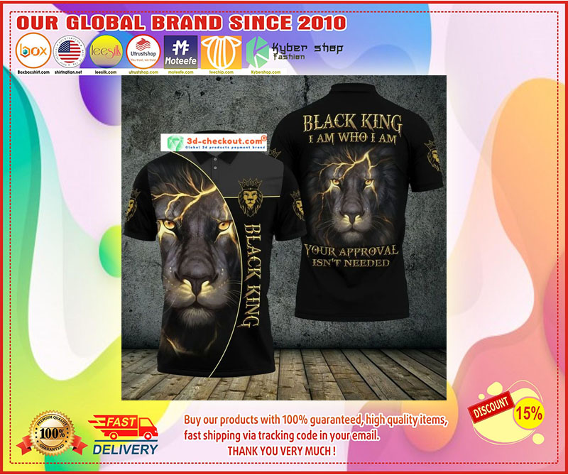 Black lion king I am who I am your approval isnt needed polo shirt4