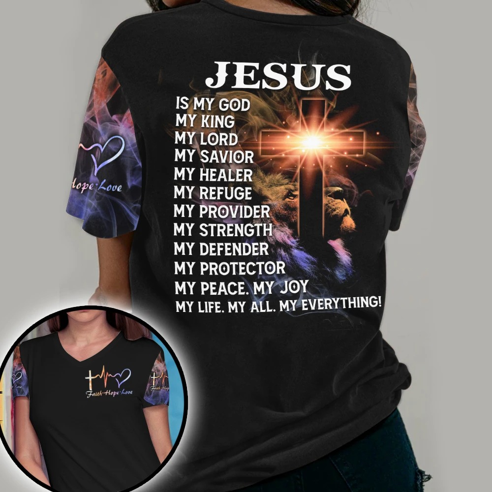 Cross Jesus is my god my king my lord 3D hoodie 2