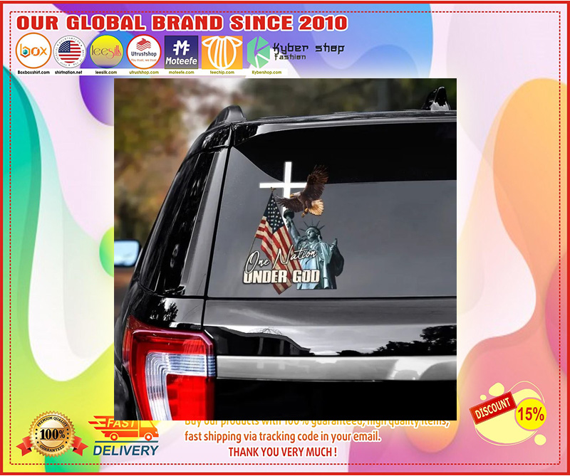 Eagle American flag one nation under god car decal4