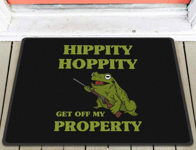 Frog hippity hoppity get off my property doormat